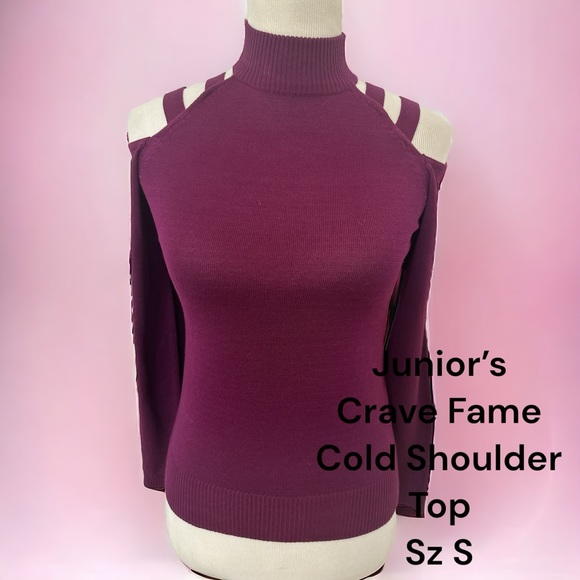*Crave Fame* Cold Shoulder Thin Sweater Plum Colored Size S Never worn! - Picture 1 of 12
